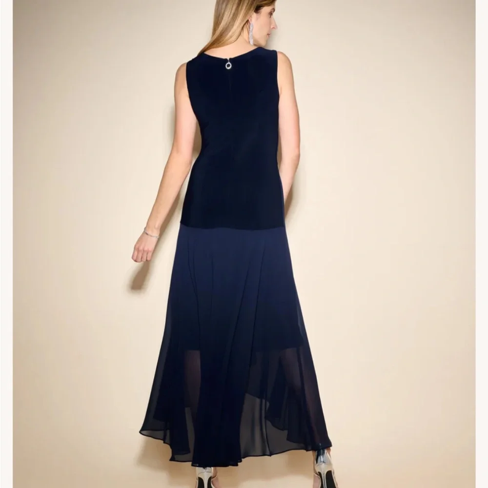 NWT Joseph Ribkoff Pleated High-Low Maxi Dress in black - Picture 4 of 5